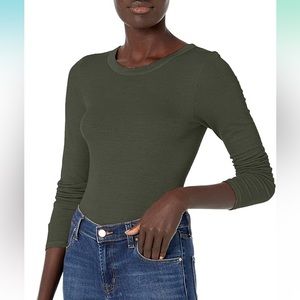 NWOT Enza Costa stretch silk rib long sleeve crew top size small